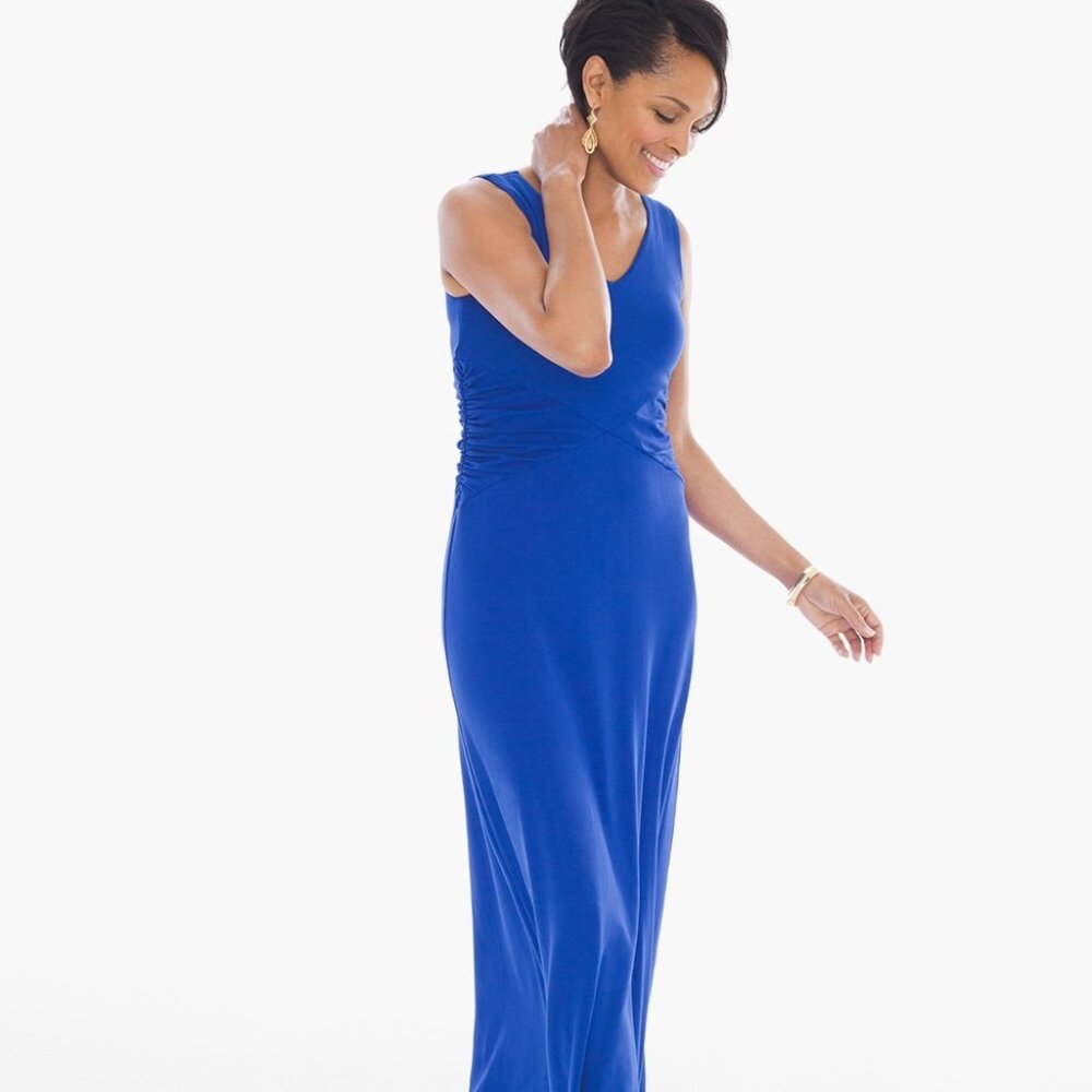 Chico's Solid Rouched Side Maxi Dress  2P (12/14)